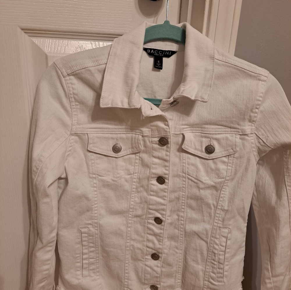 Baccini Women's Crisp White Jean Jacket